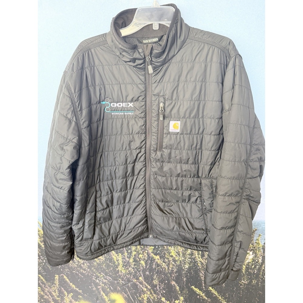 Carhartt Rain Defender Gilliam Jacket Large Black Full Zip Puffer Relaxed Fit